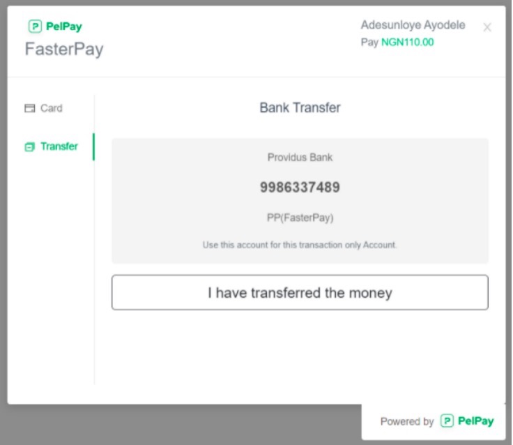 Bank Transfer Nigeria account number